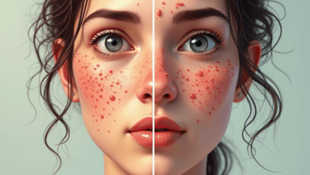 Digital illustration of a person's face with cystic acne Do Pimple Patches Work on Cystic Acne Over Night?