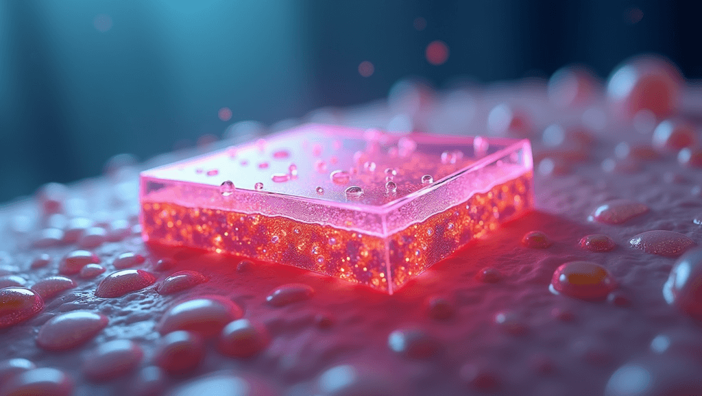 Illustration of a magnified view of a pimple patch on cystic acne Illustration of a magnified view of a pimple patch on cystic acne