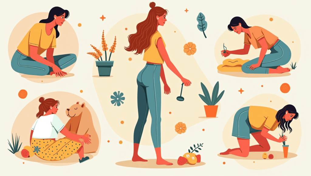 Digital illustration in the style of a colorful infographic inspired by the work of Malika Favre, showcasing various lifestyle elements for better skin: A Lifestyle for Better Skin